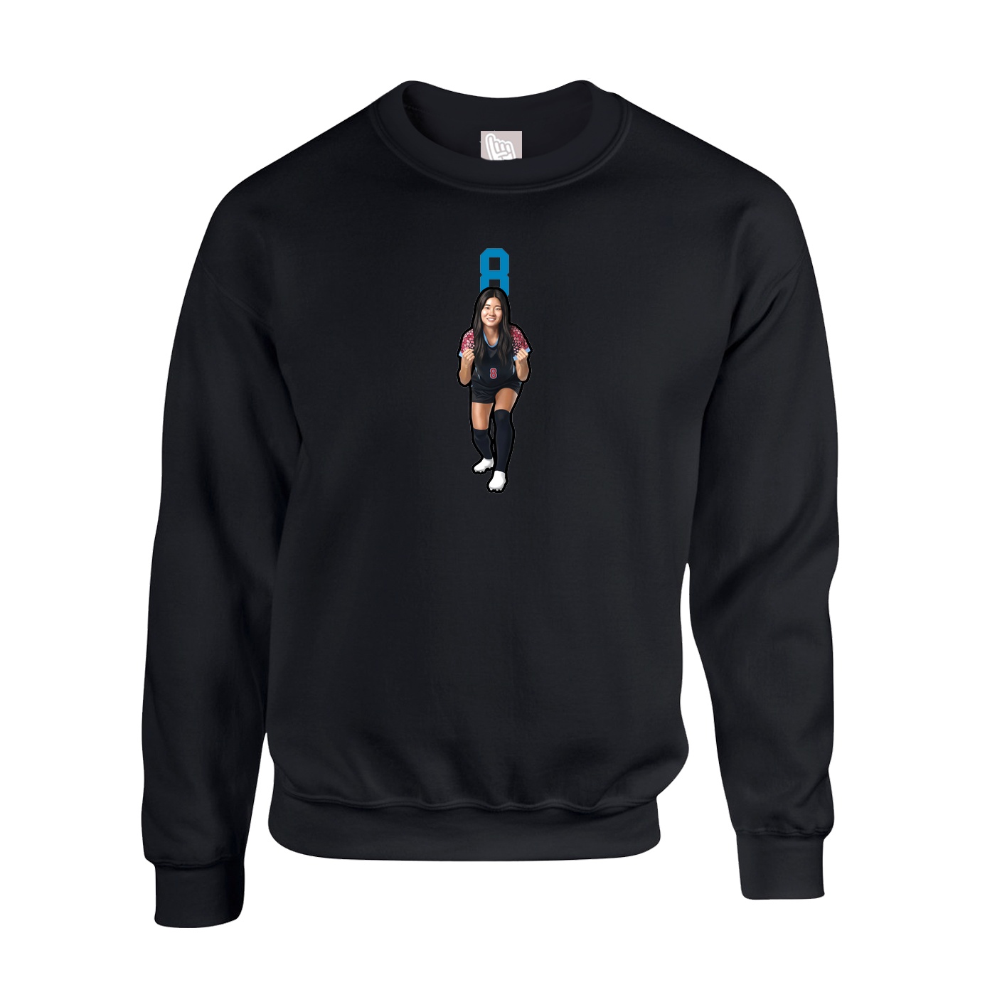 Fleece Crew — Number Top in Black