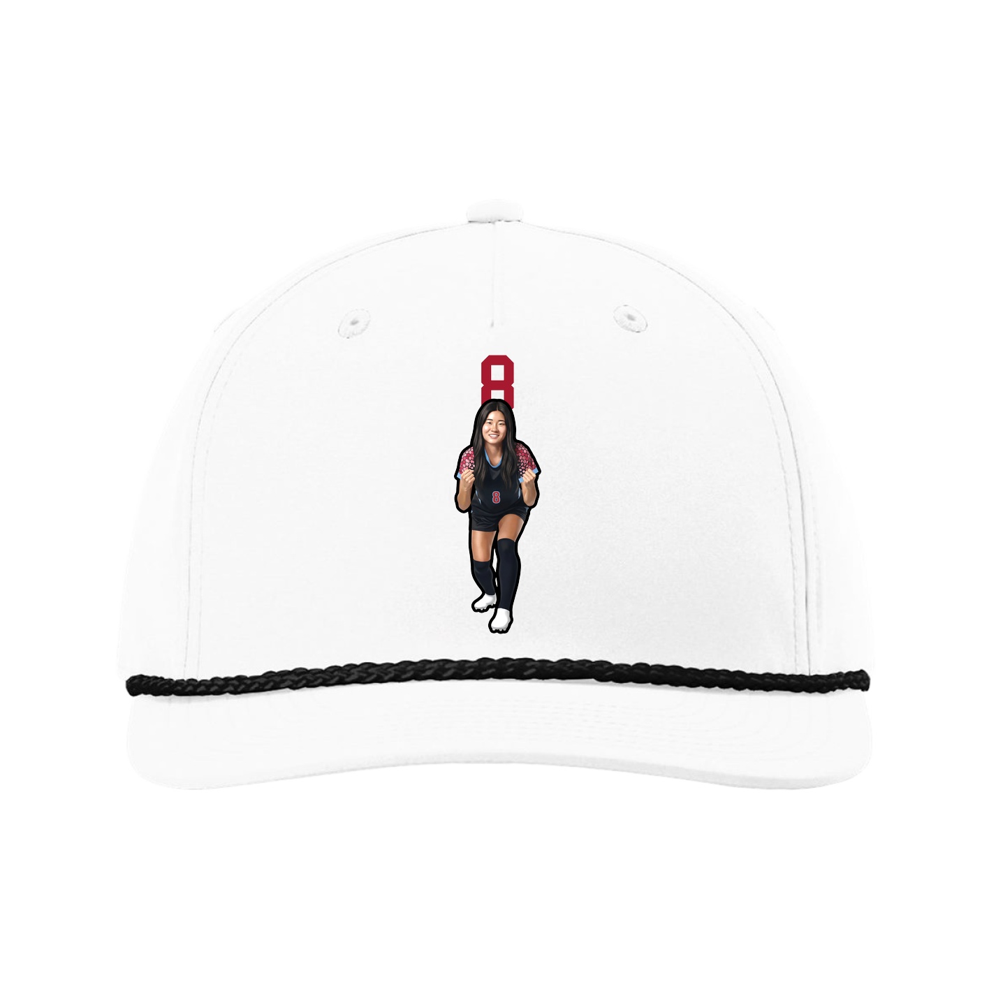 Five-Panel Classic Rope Cap — Number Top in White