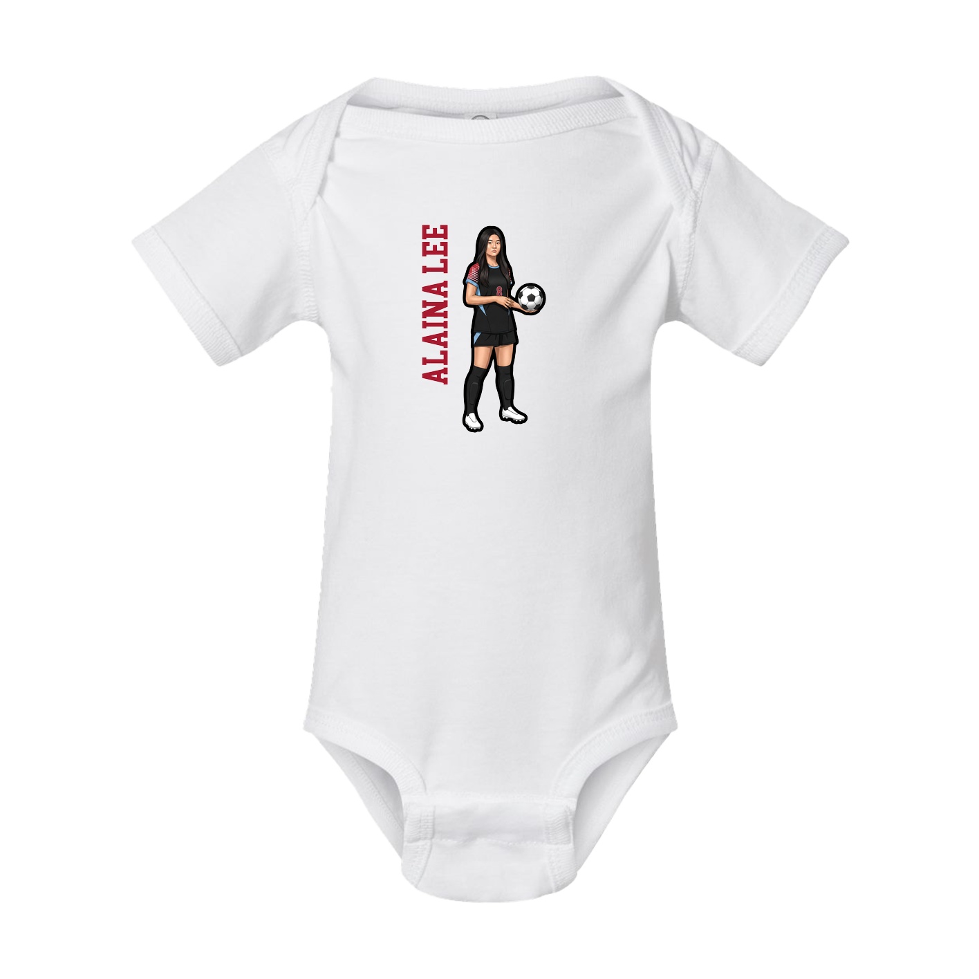 Baby Onesie — Name Vertical in White