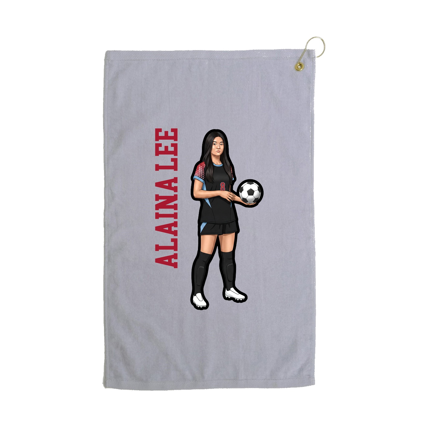 Golf Towel — Name Vertical in Grey