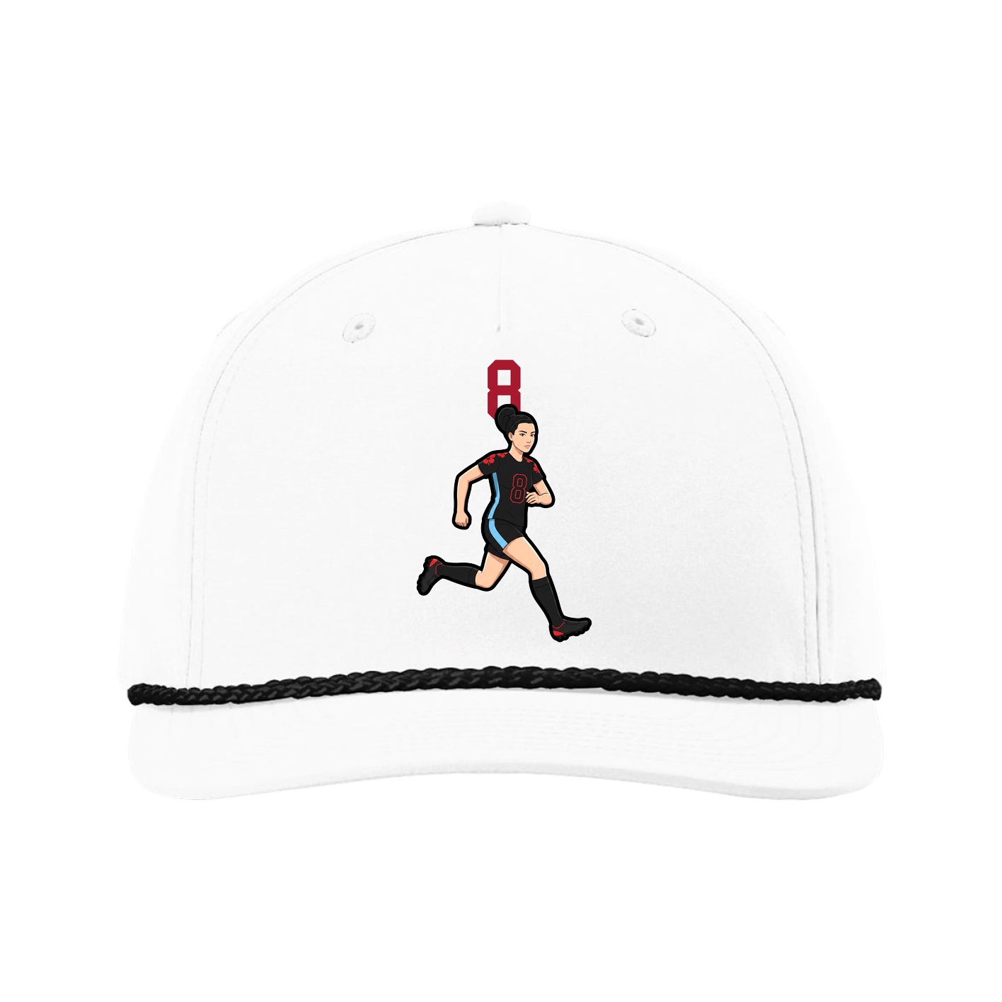 Five-Panel Classic Rope Cap — Number Top in White
