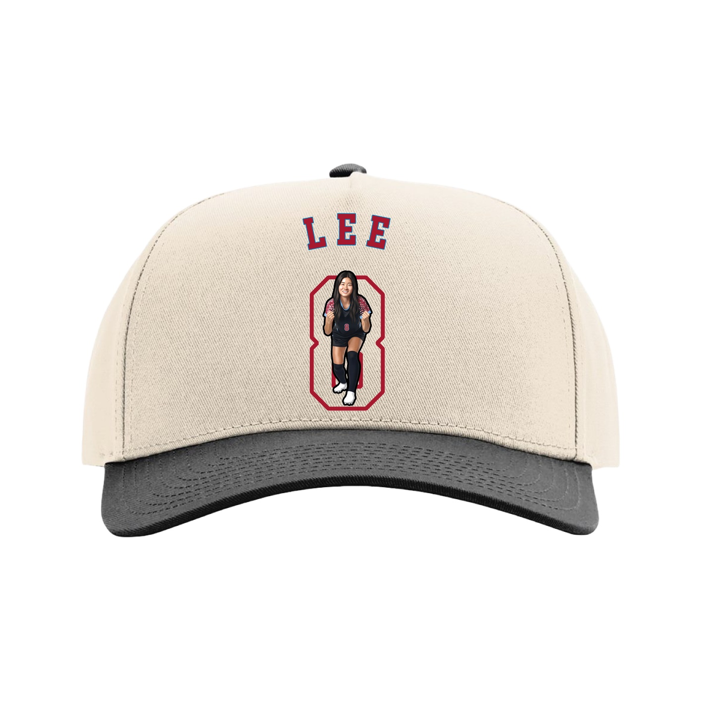 Full Fabric Five-Panel Champ Cap — Shirsey Arch in Cream/Black