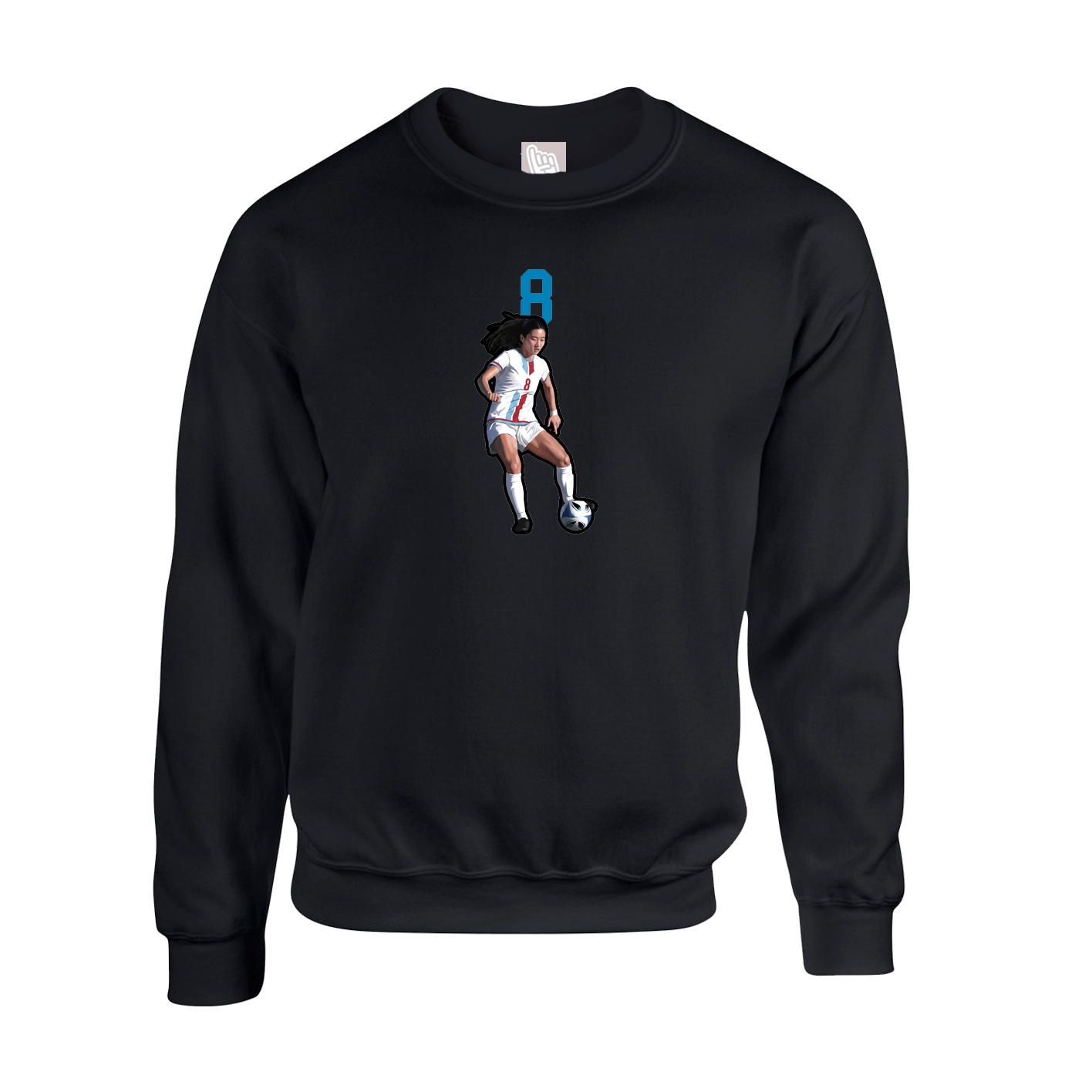 Fleece Crew — Number Top in Black
