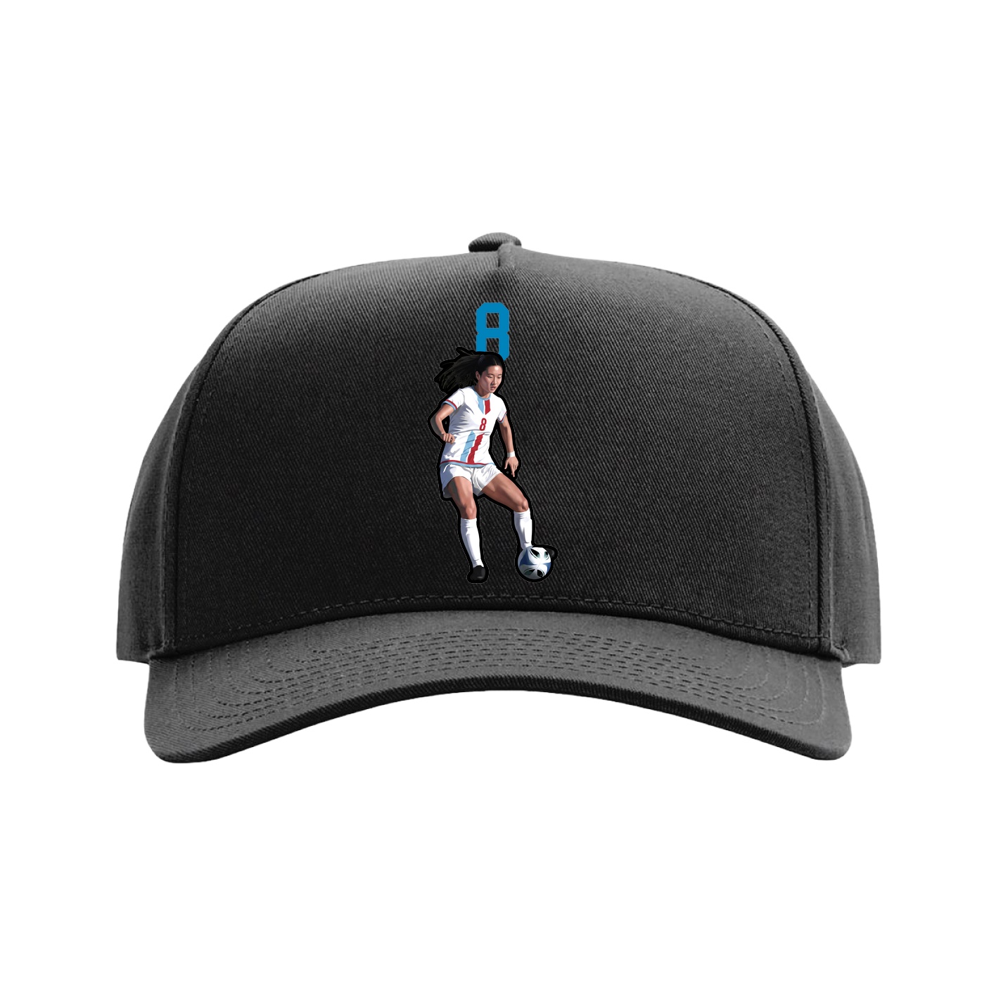 Full Fabric Five-Panel Champ Cap — Number Top in Black