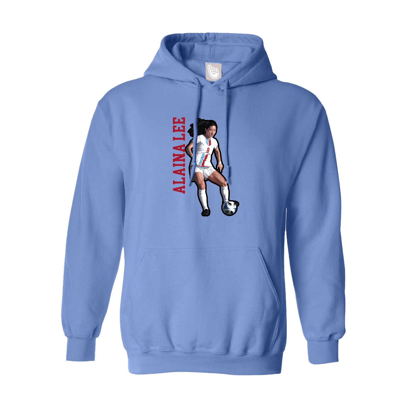 Youth Hoodie — Name Vertical in Powder Blue