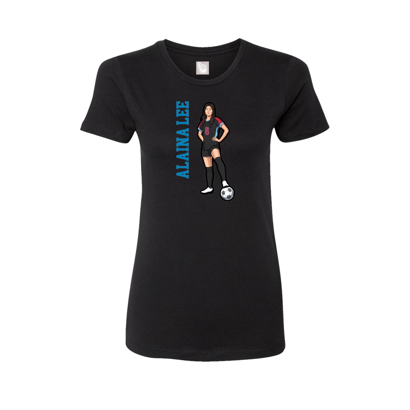 Womens Tee — Name Vertical in Black