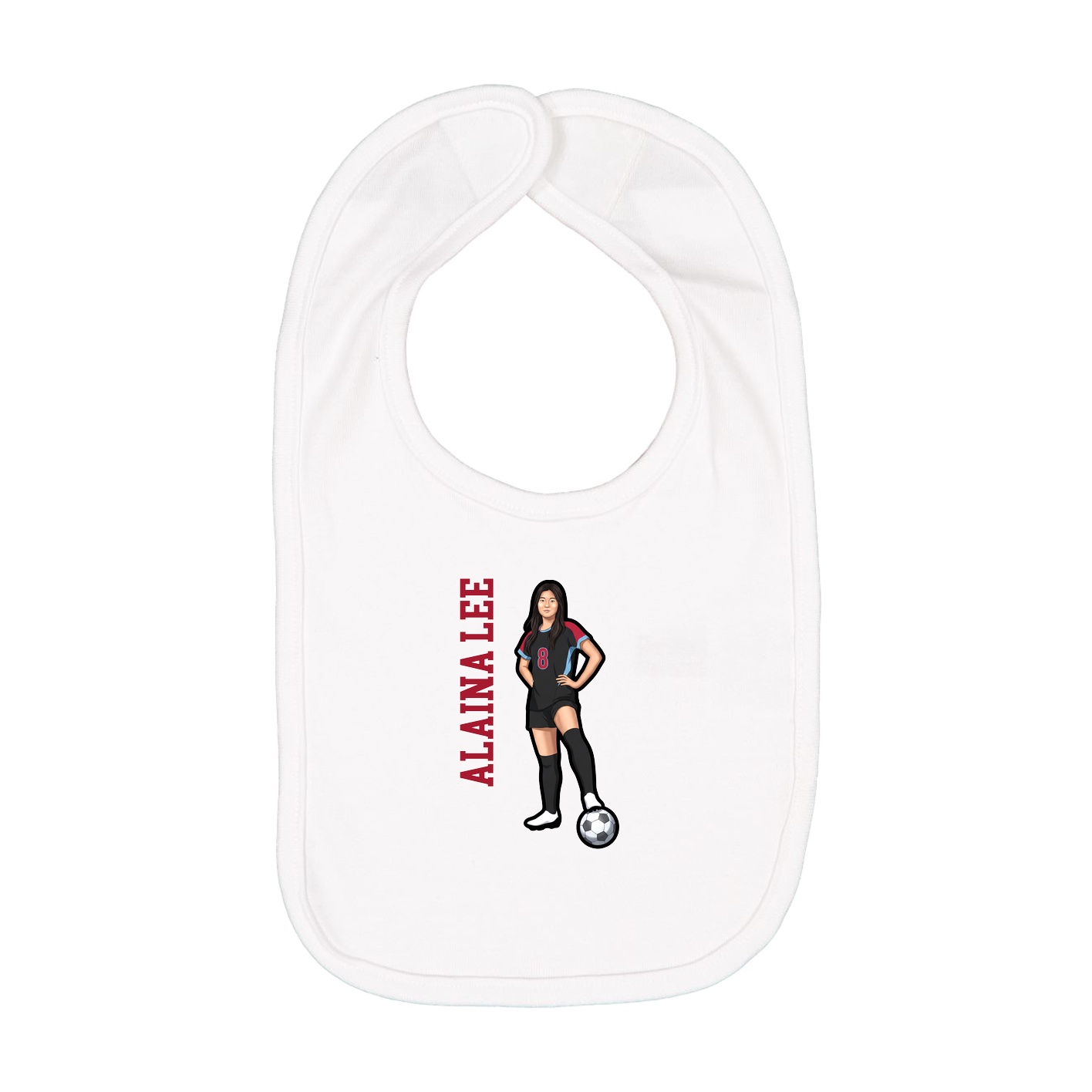 Infant Bib — Name Vertical in White