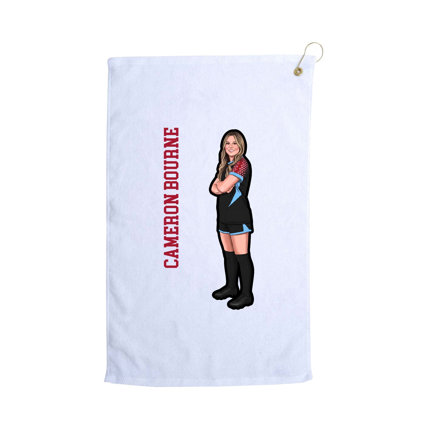 Golf Towel — Name Vertical in White
