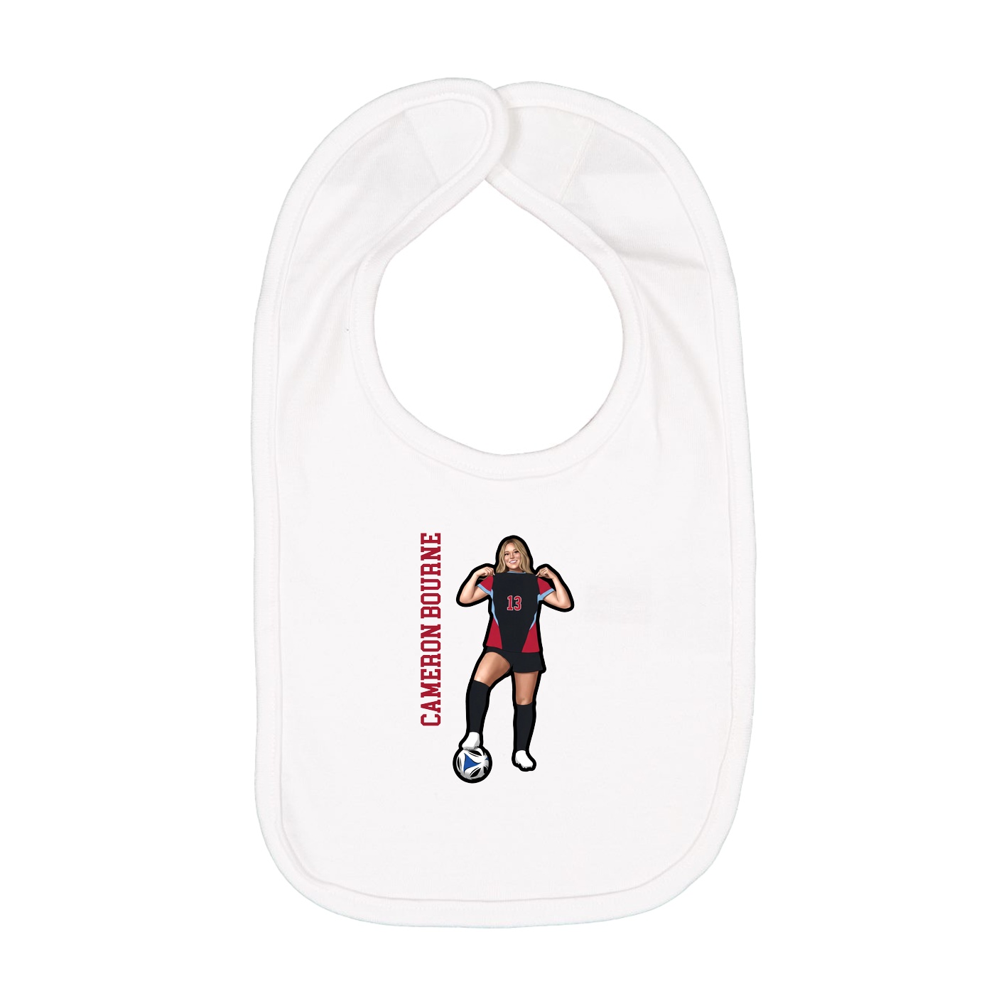Infant Bib — Name Vertical in White