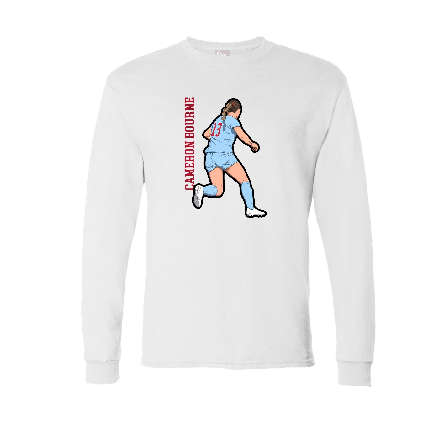 Long Sleeve Tee — Name Vertical in White