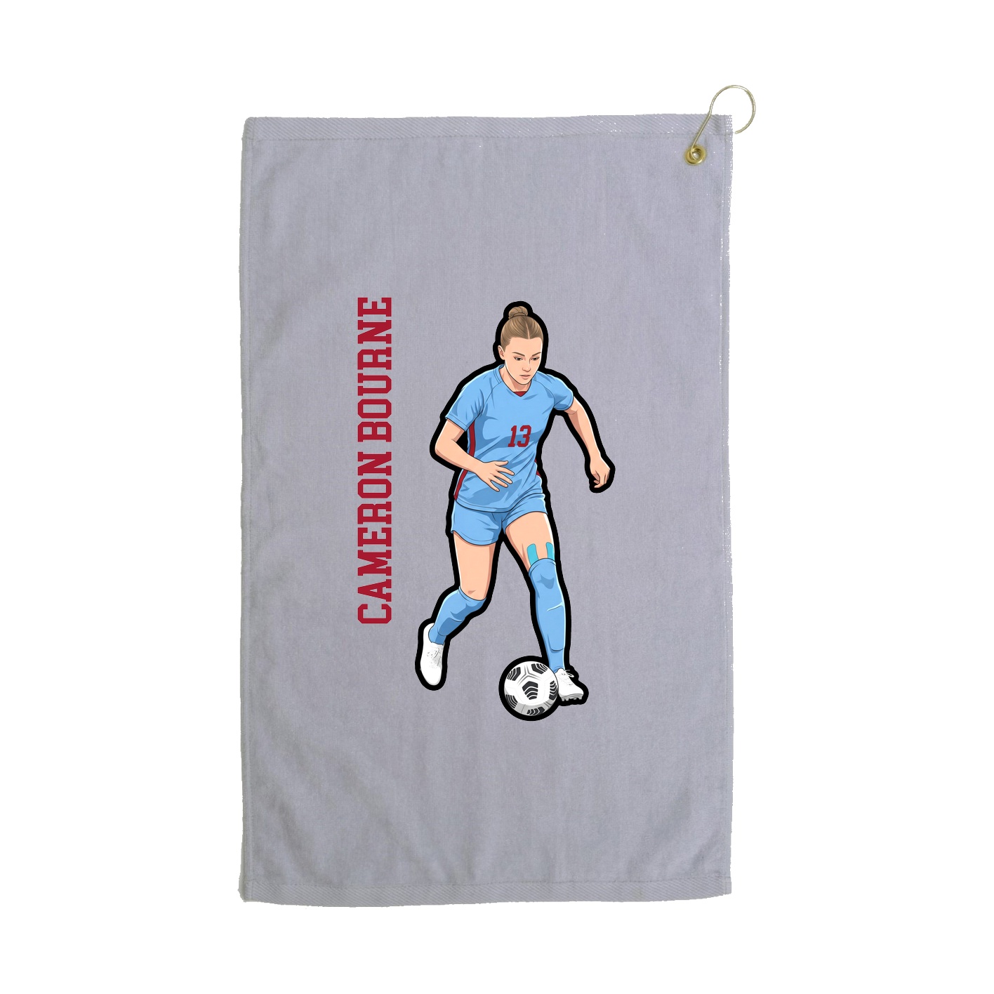 Golf Towel — Name Vertical in Grey