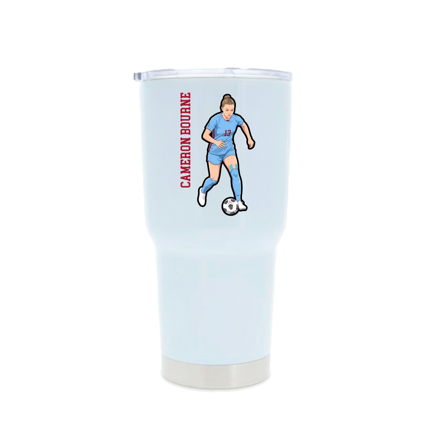 30oz Stainless Steel Tumbler — Name Vertical in White