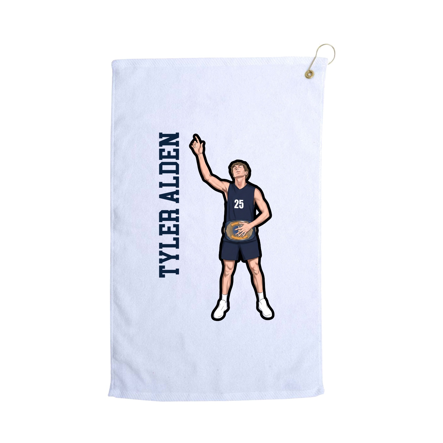Golf Towel — Name Vertical in White