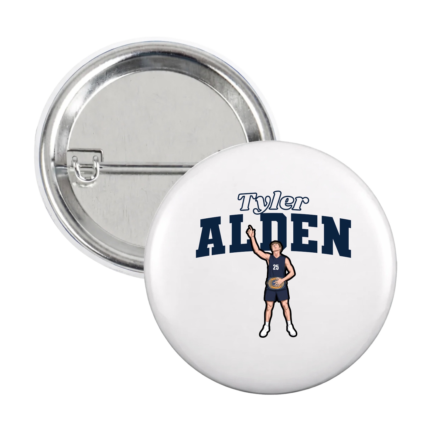 Game Day Button — Name Arch in White