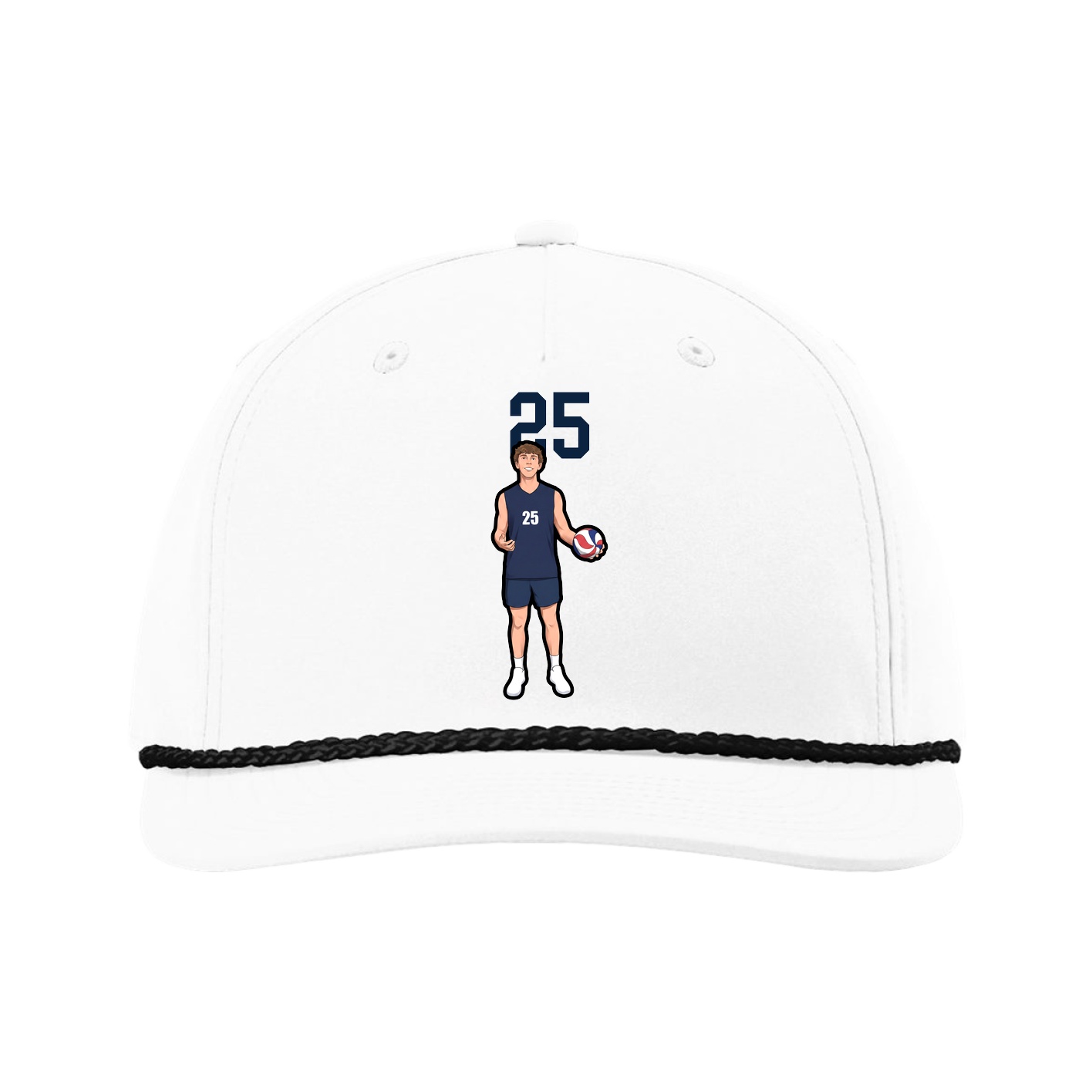 Five-Panel Classic Rope Cap — Number Top in White