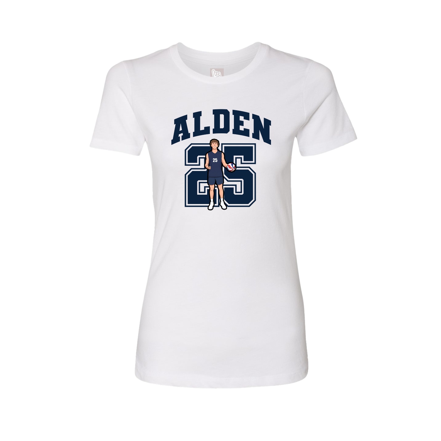 Fitted Women's Tee — Number in White