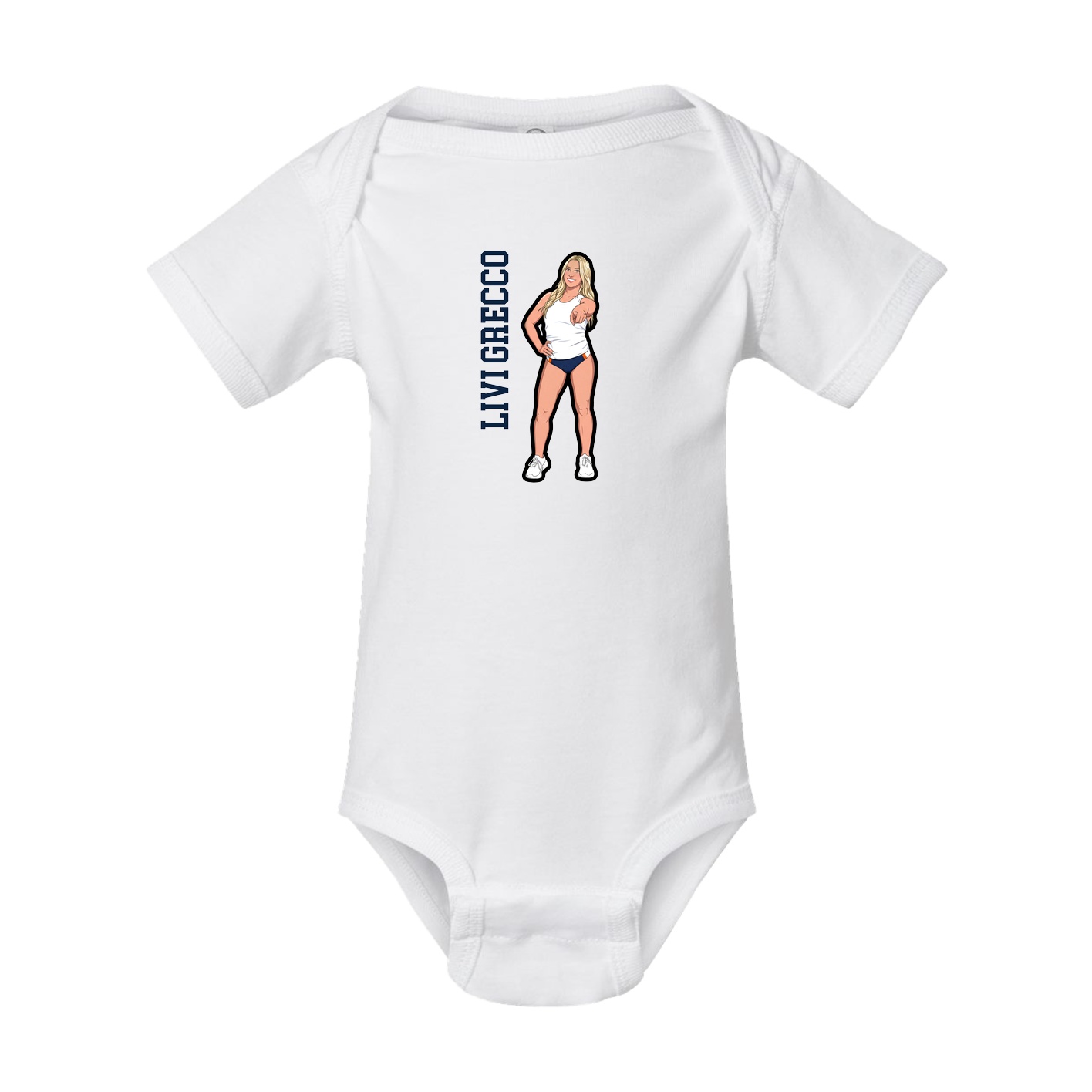 Baby Onesie — Name Vertical in White