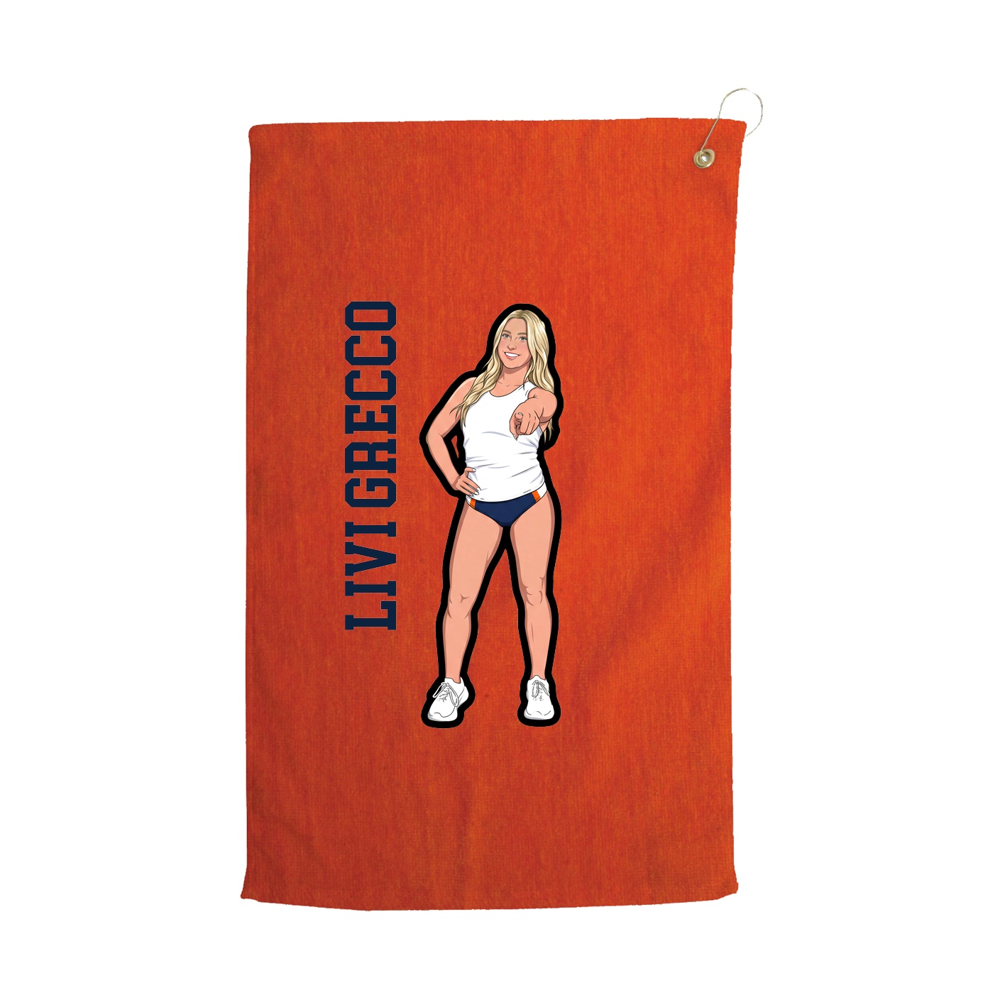 Golf Towel — Name Vertical in Orange