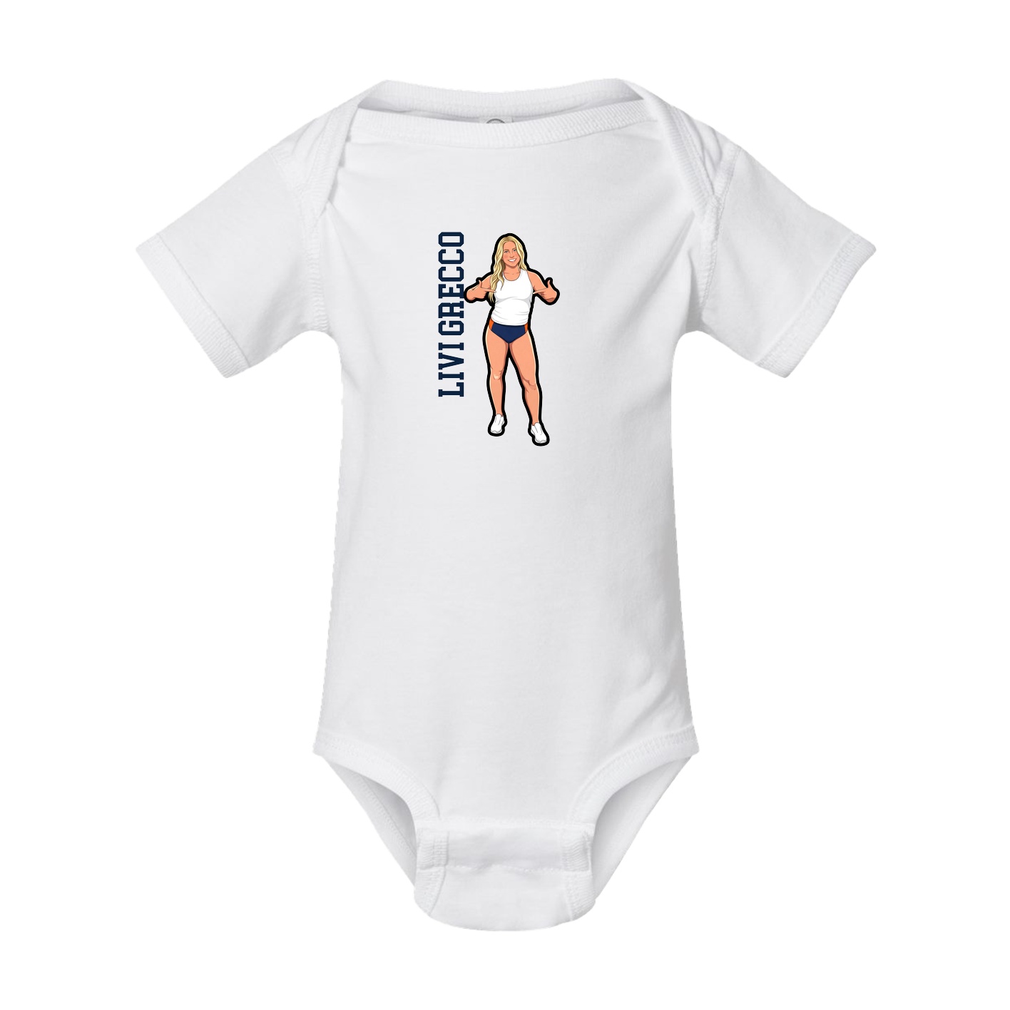 Baby Onesie — Name Vertical in White