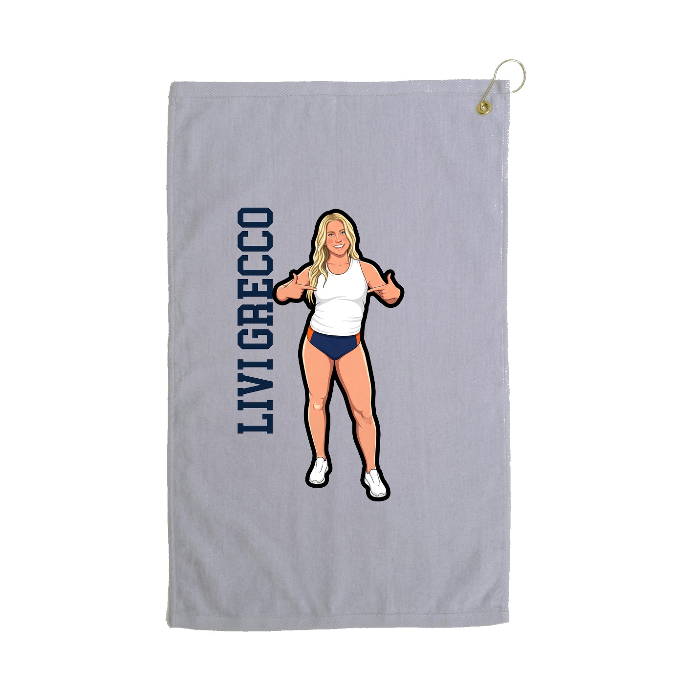 Golf Towel — Name Vertical in Grey