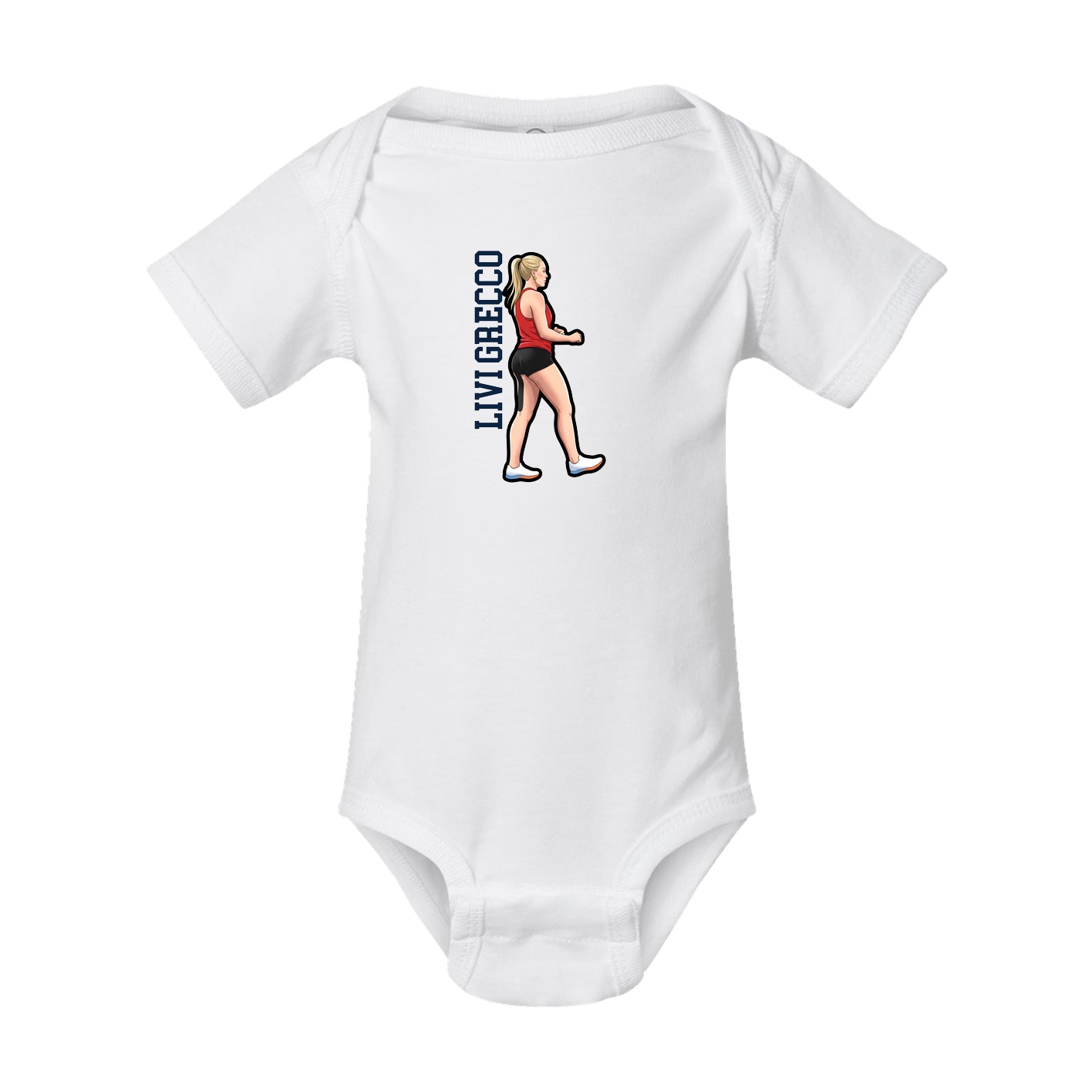 Baby Onesie — Name Vertical in White