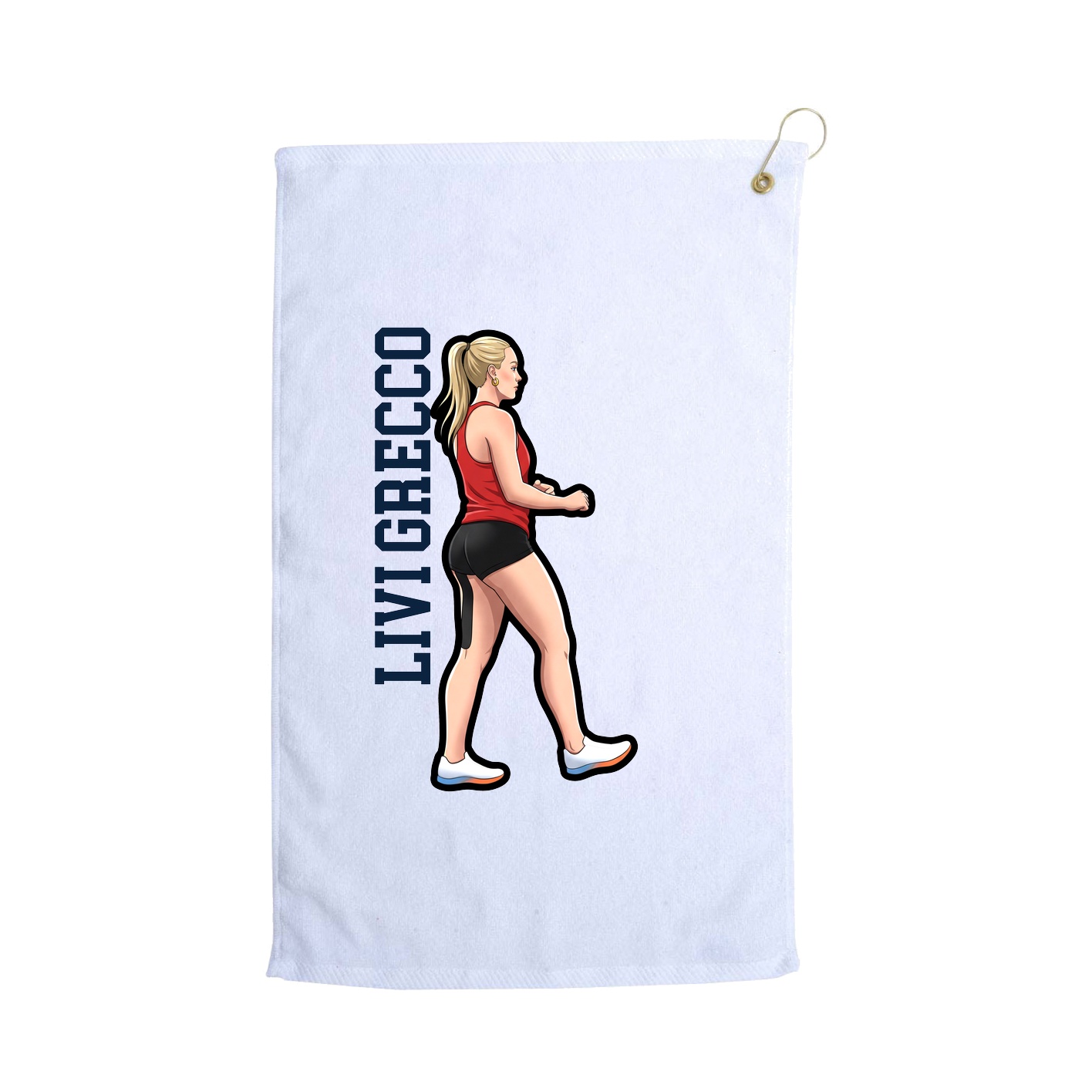 Golf Towel — Name Vertical in White