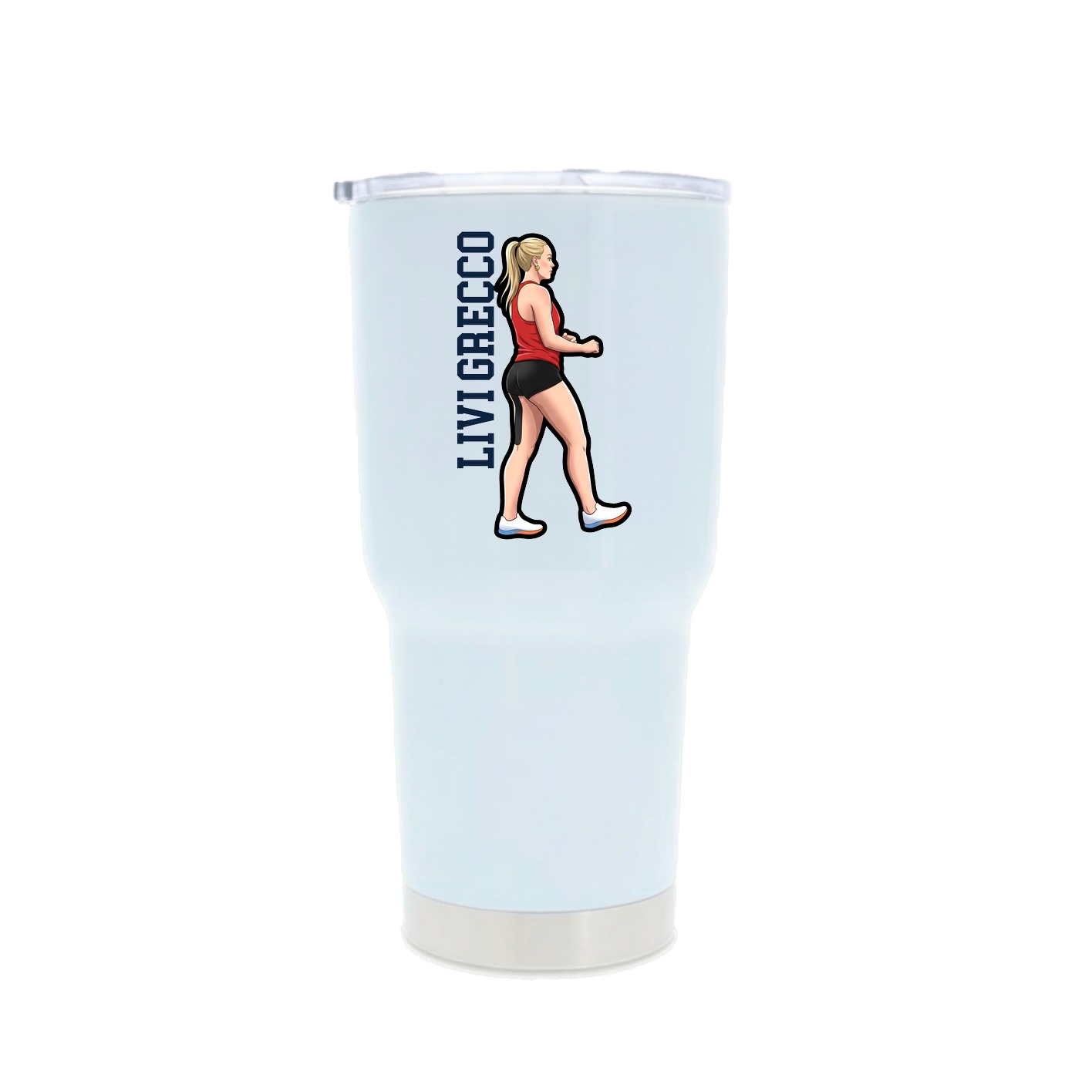 30oz Stainless Steel Tumbler — Name Vertical in White