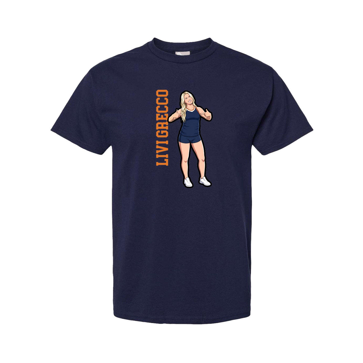 Tee — Name Vertical in Navy