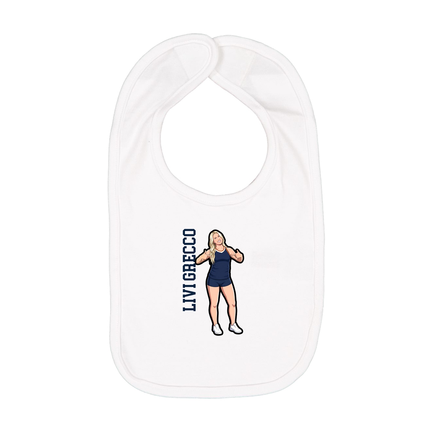 Infant Bib — Name Vertical in White