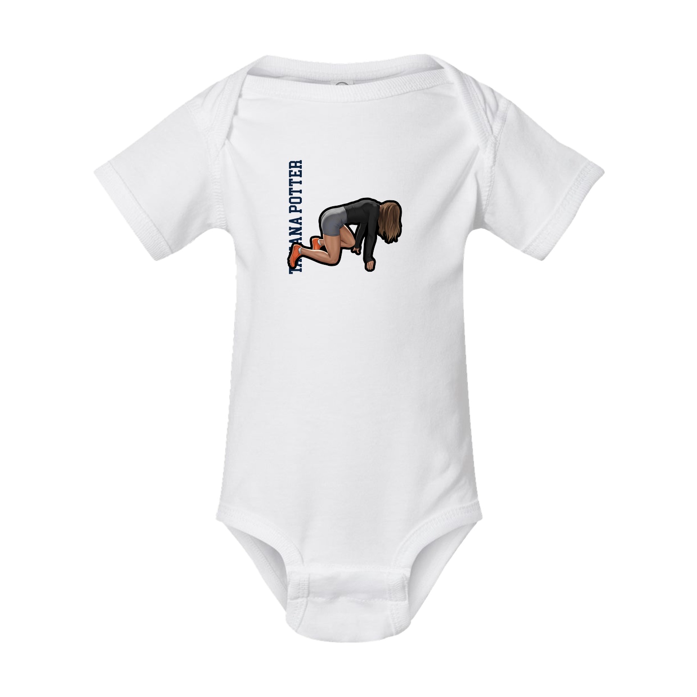 Baby Onesie — Name Vertical in White