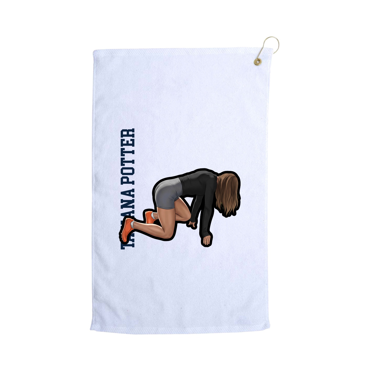 Golf Towel — Name Vertical in White