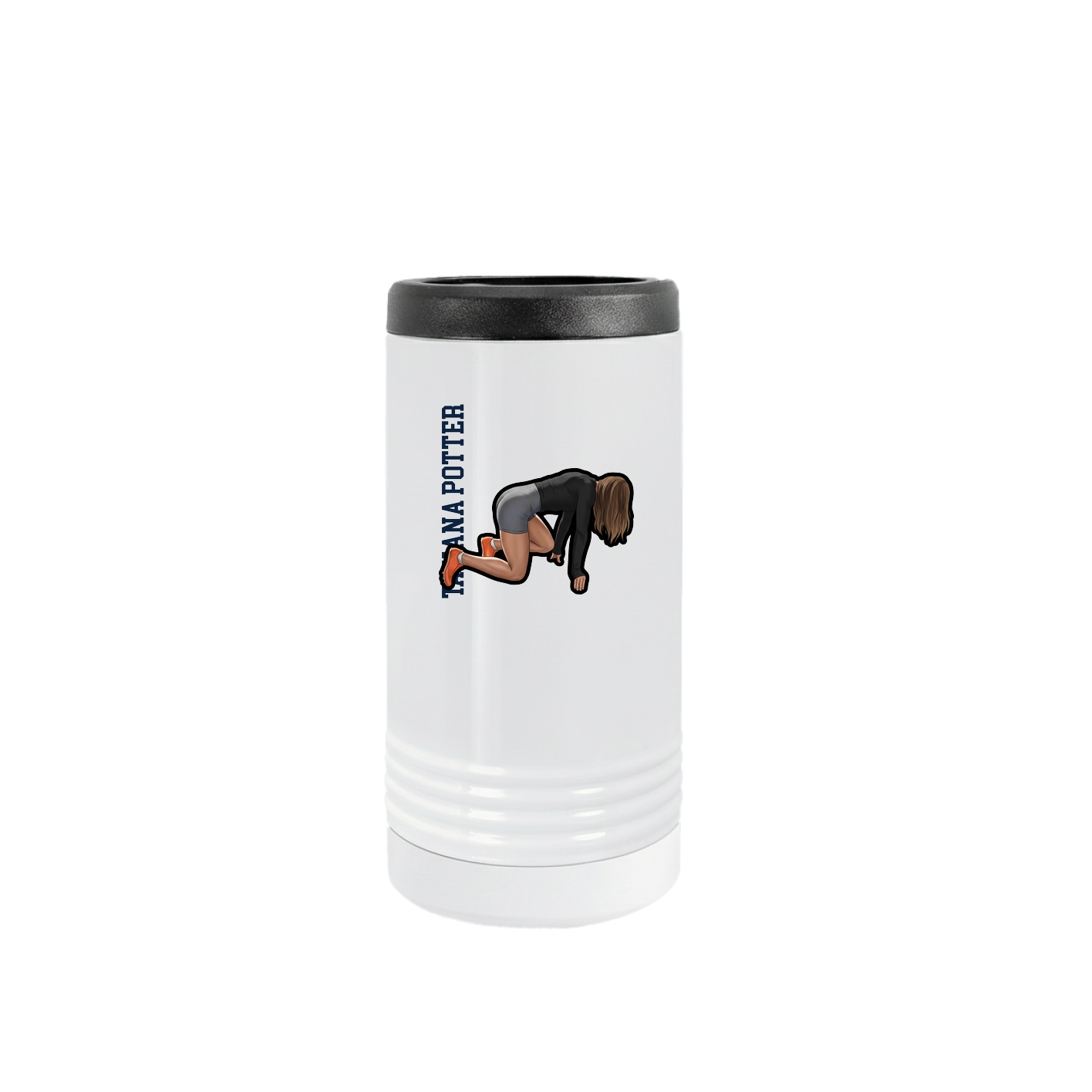 Slim Beverage Holder — Name Vertical in White