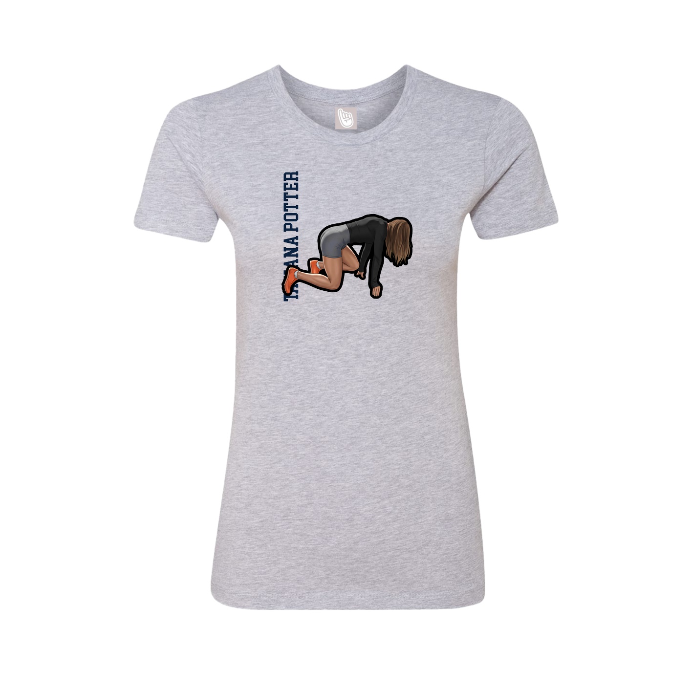 Womens Tee — Name Vertical in Grey