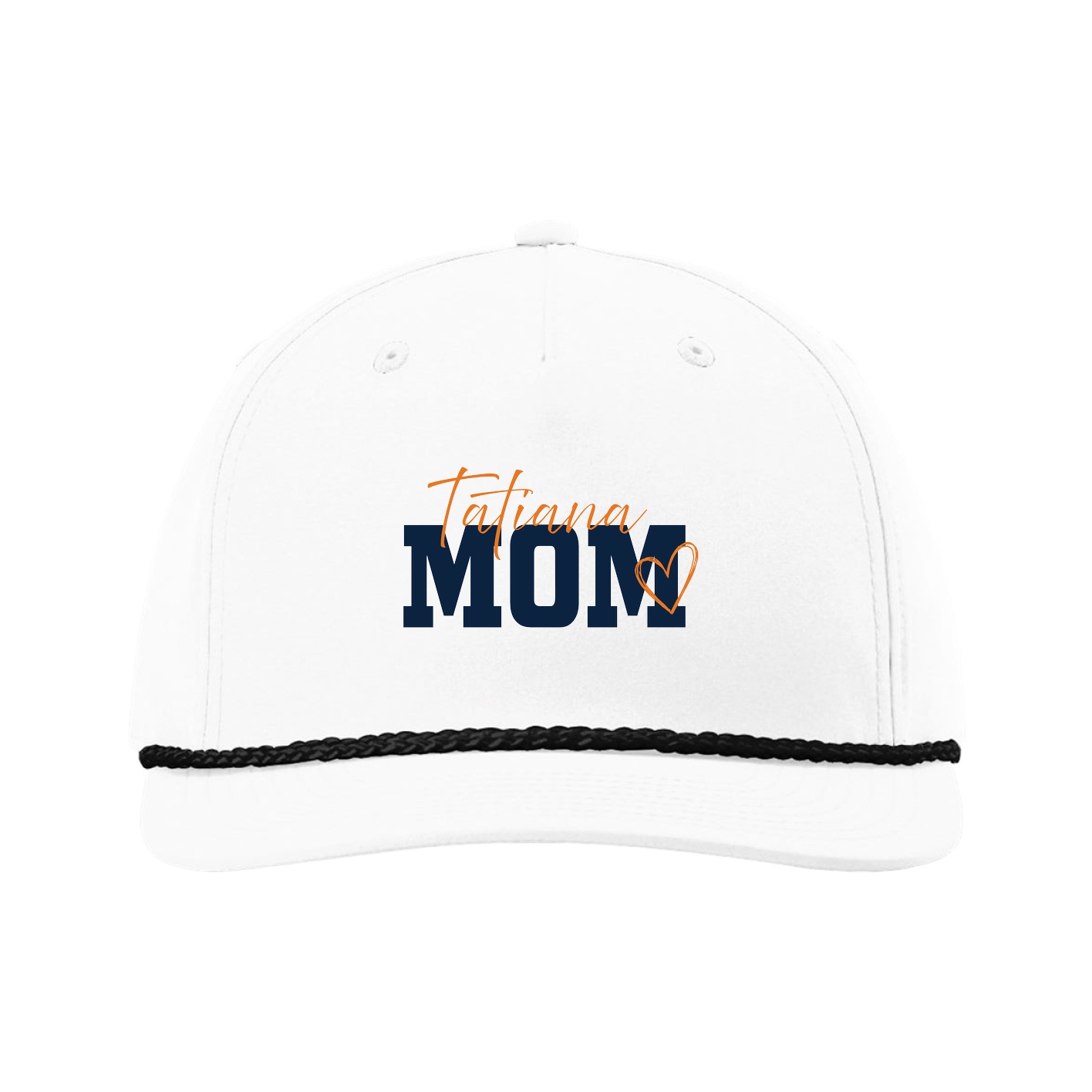 Five-Panel Classic Rope Cap — Mothers Day Script in White