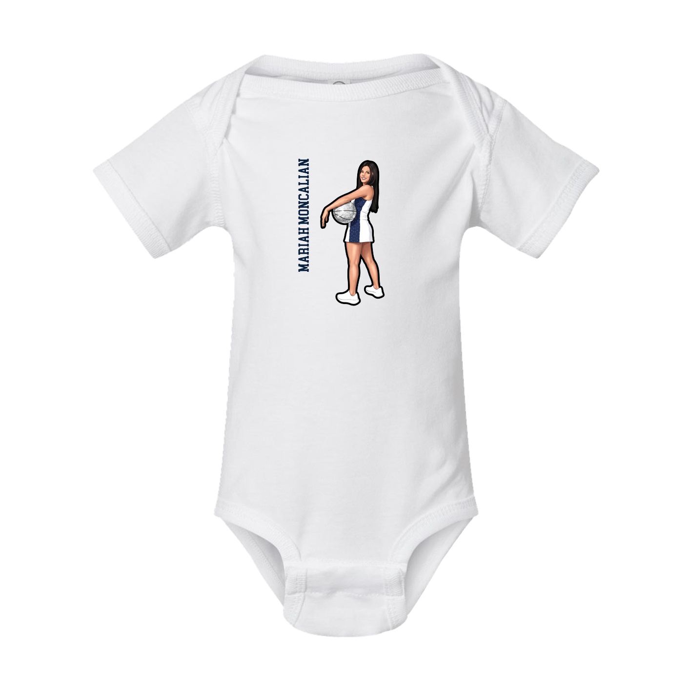 Baby Onesie — Name Vertical in White