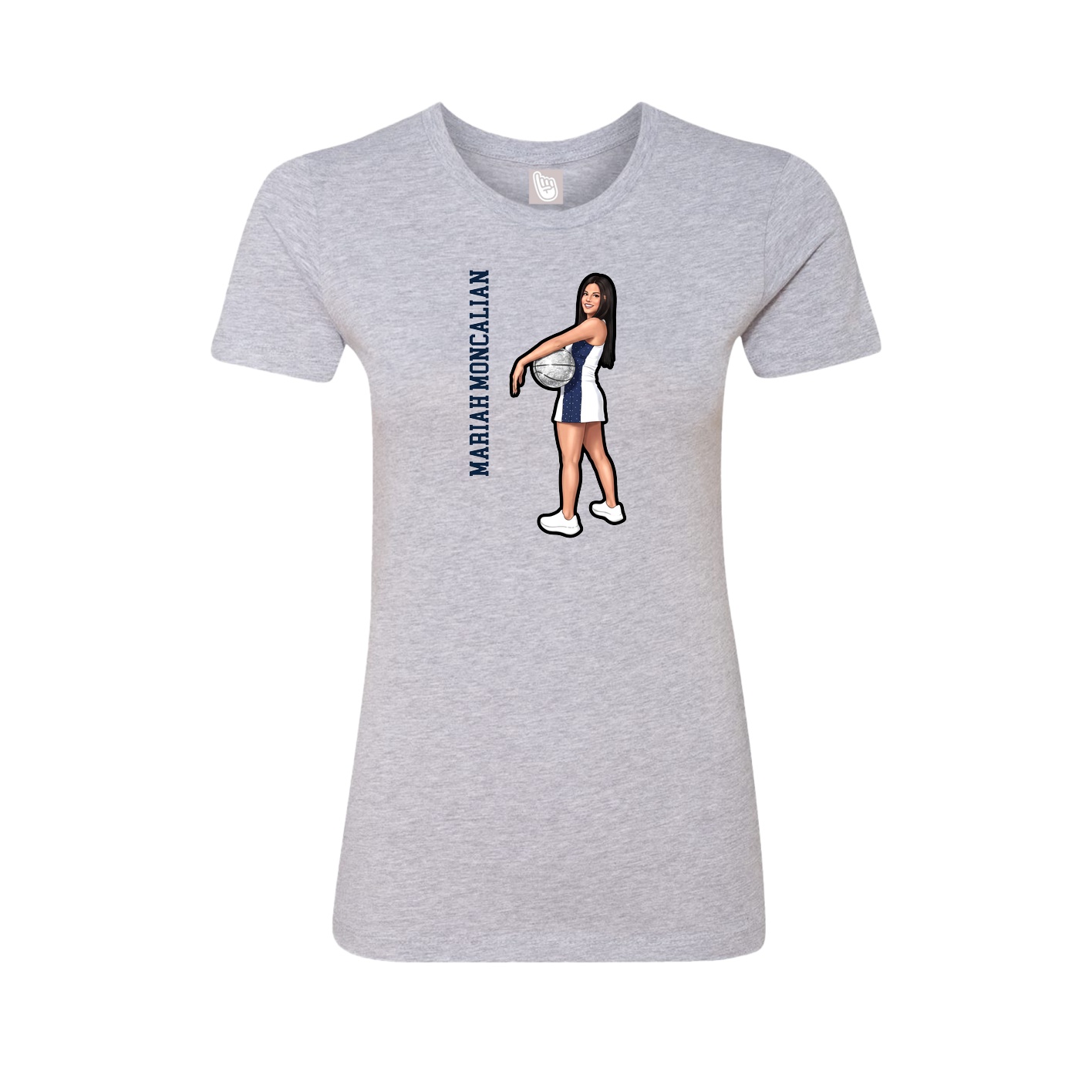 Fitted Women's Tee — Name Vertical in Grey