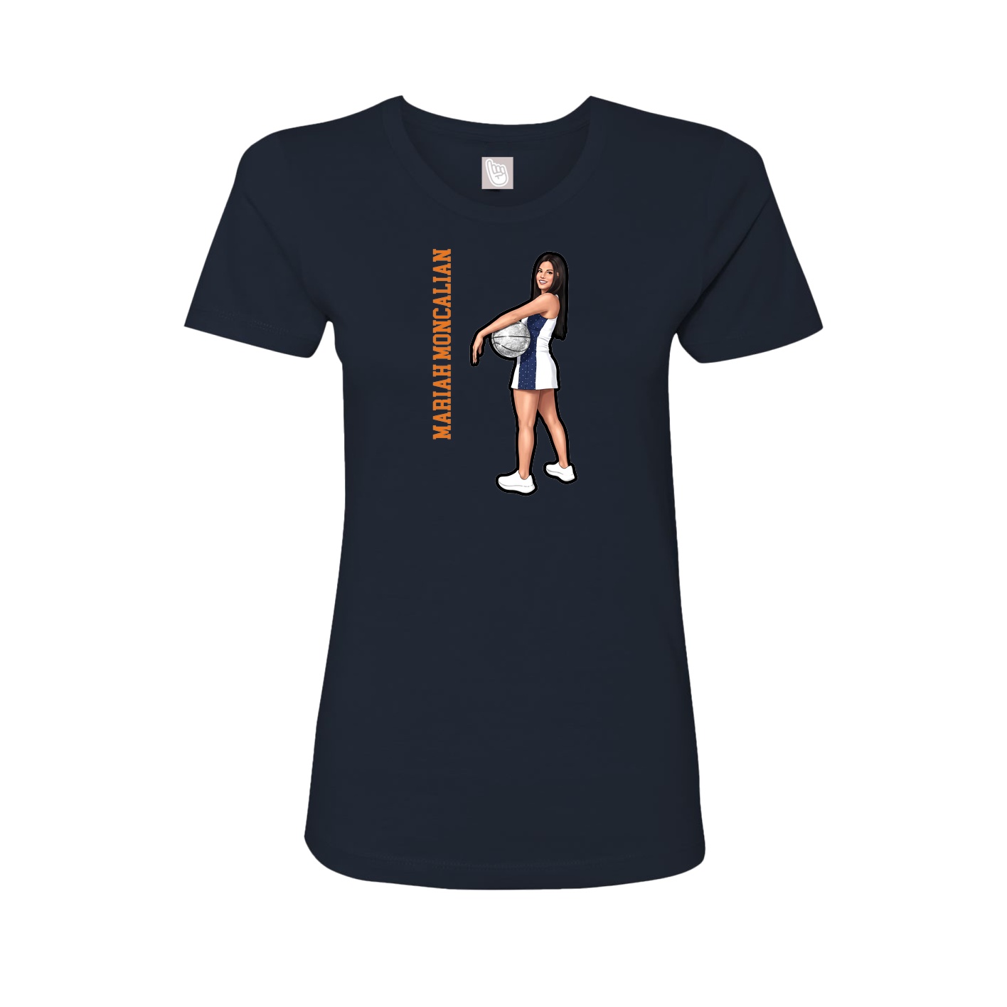 Womens Tee — Name Vertical in Navy