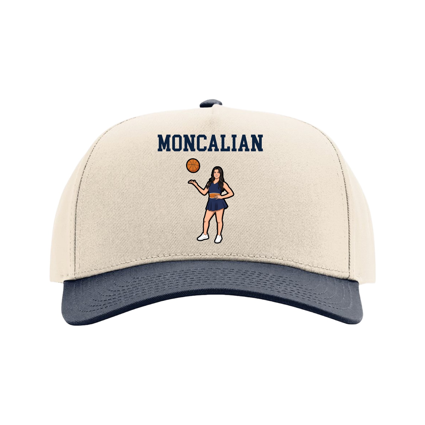 Full Fabric Five-Panel Champ Cap — Shirsey in Cream/Navy