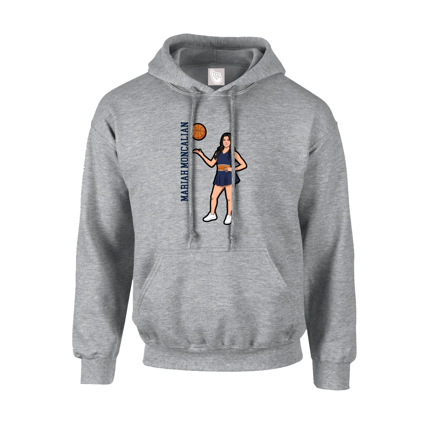 Hoodie — Name Vertical in Grey