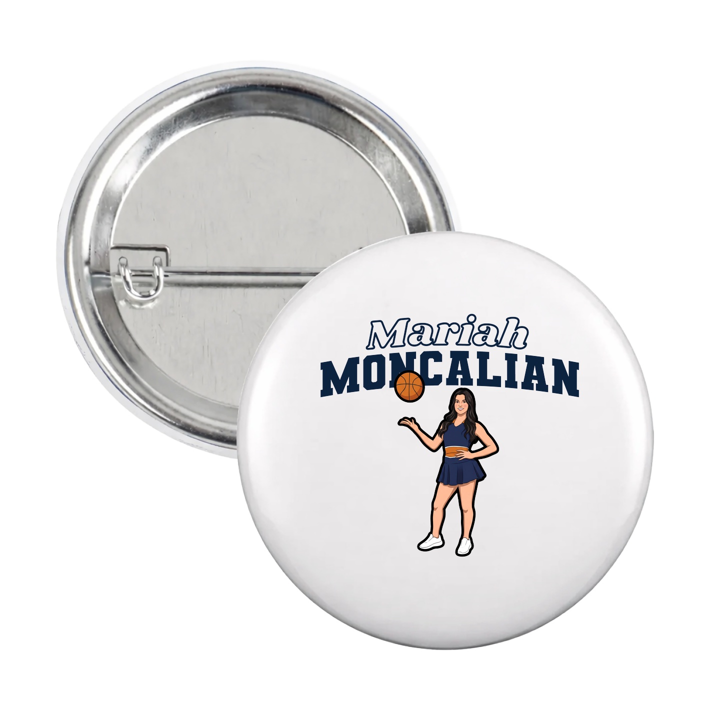 Game Day Button — Name Arch in White