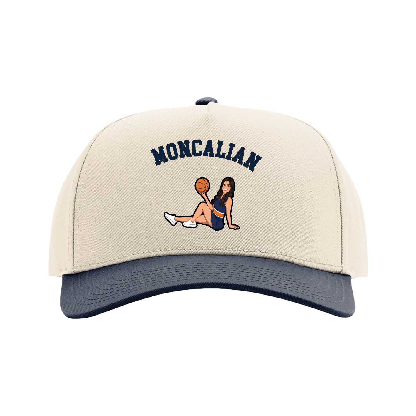 Full Fabric Five-Panel Champ Cap — Shirsey Arch in Cream/Navy
