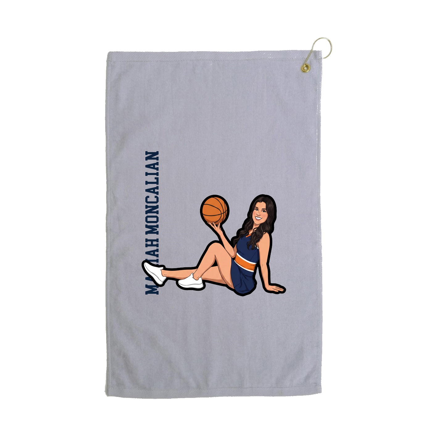 Golf Towel — Name Vertical in Grey