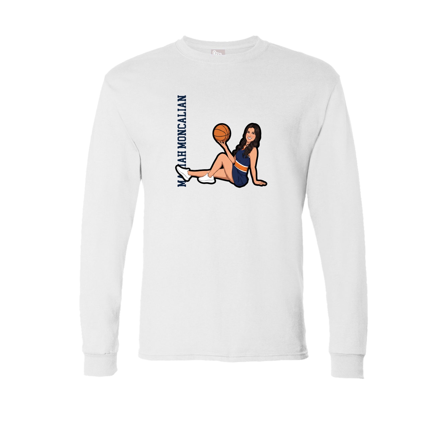 Long Sleeve Tee — Name Vertical in White
