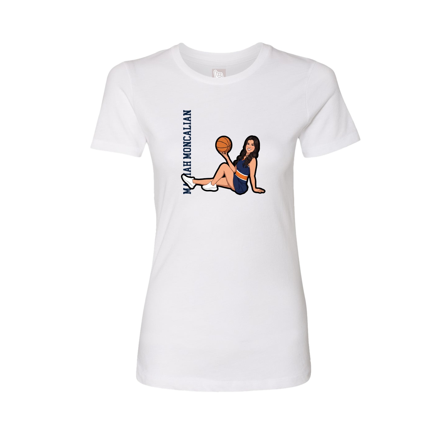 Womens Tee — Name Vertical in White