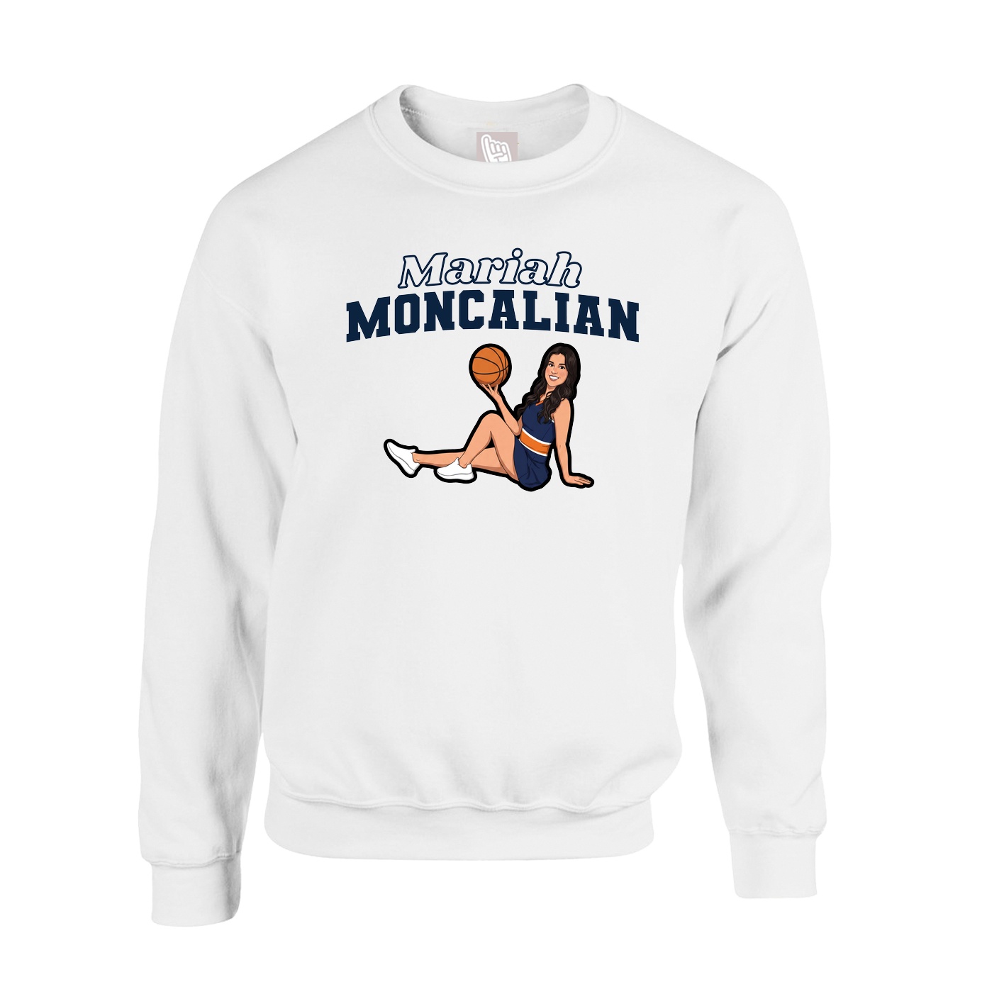 Fleece Crew — Name Arch in White