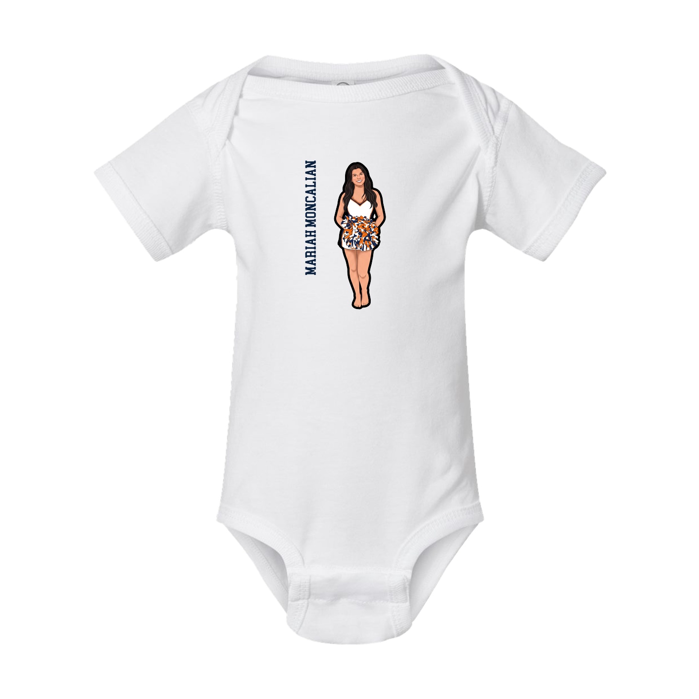 Baby Onesie — Name Vertical in White