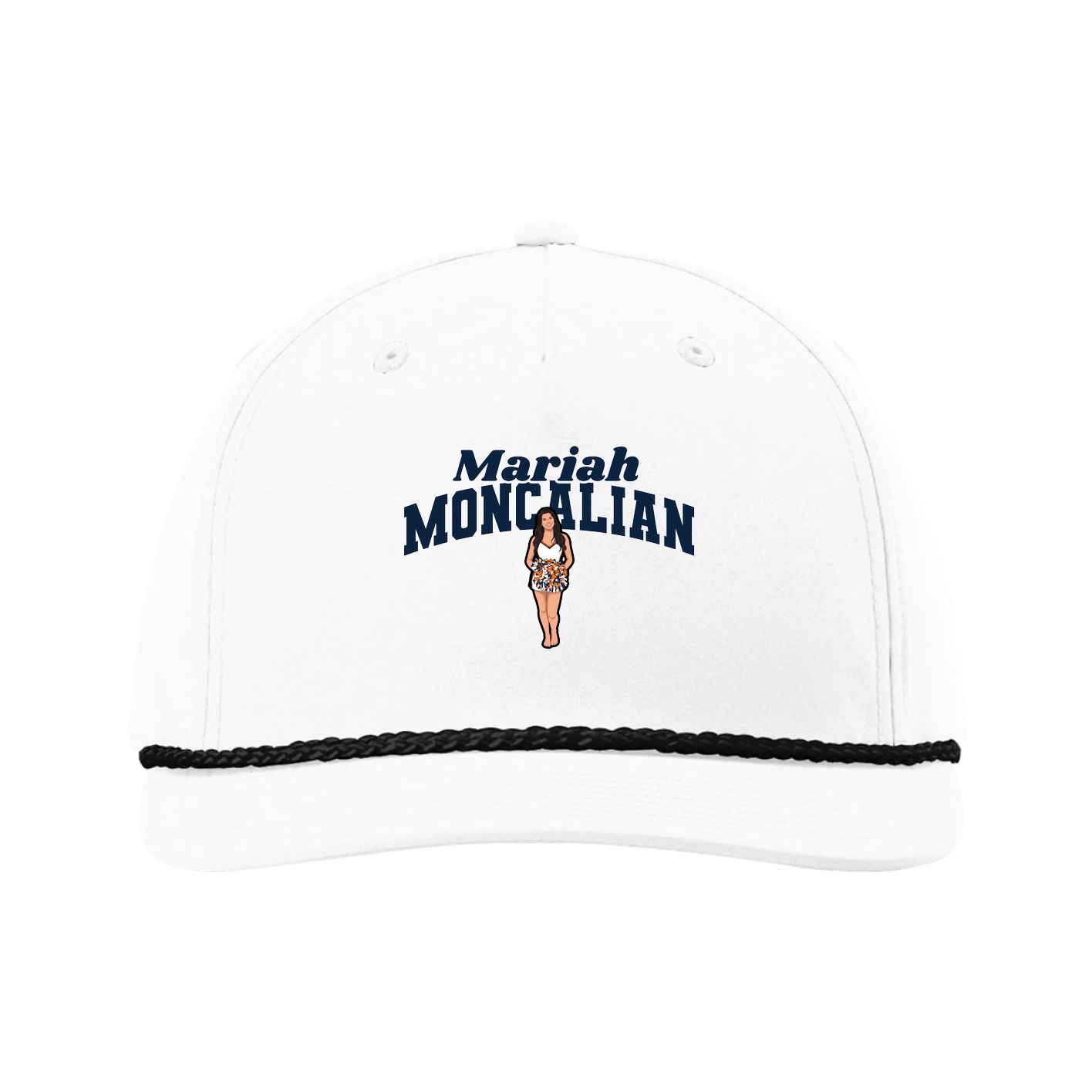 Five-Panel Classic Rope Cap — Signature Arch in White