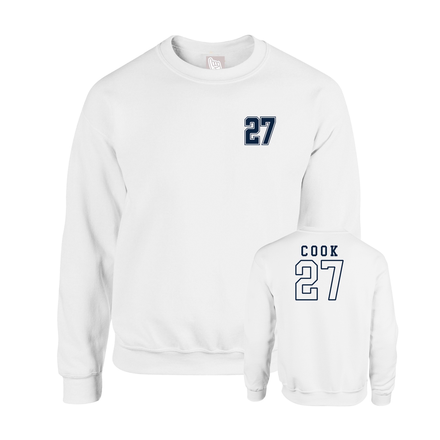 Fleece Crew — Chest Back in White