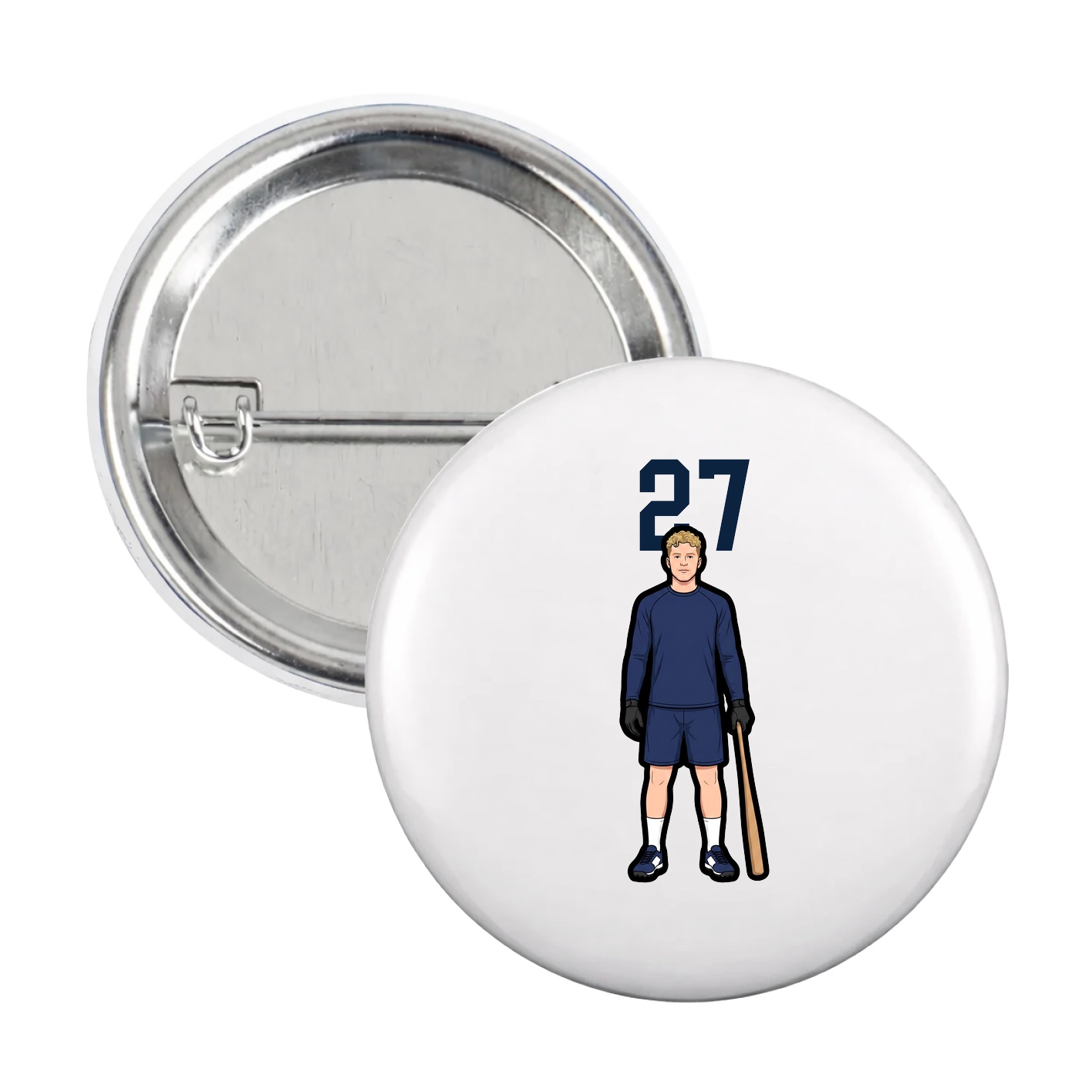 Game Day Button — Number Top in White
