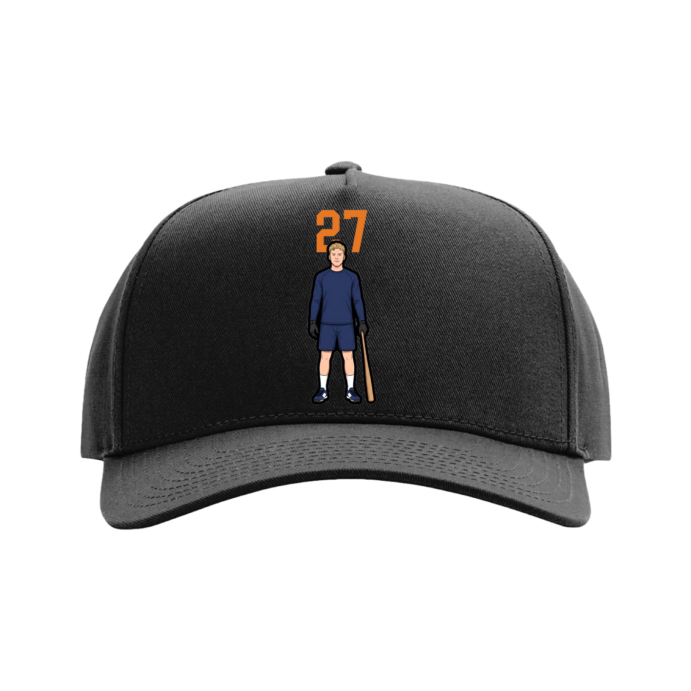 Full Fabric Five-Panel Champ Cap — Number Top in Black